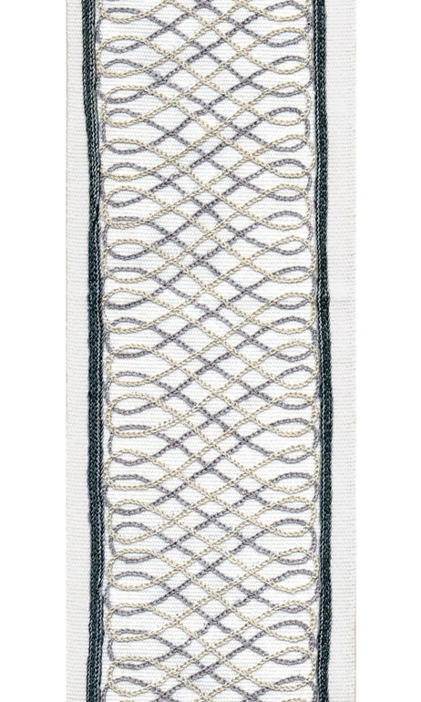 Geometric Lattice Cotton Canvas Trim | 4 Inch | Wide Embroidered Border | 5 Colours | By The Yard