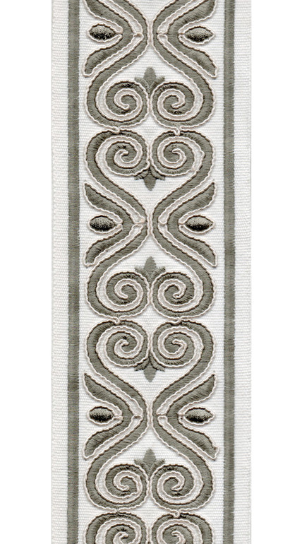 Ornate Scroll Cotton Canvas Trim | 4 Inch | Wide Embroidered Border | 7 Colours | By The Yard