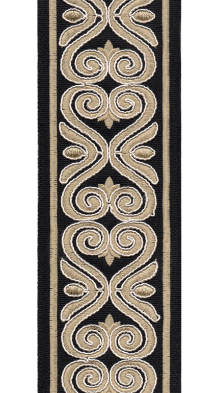 Ornate Scroll Cotton Canvas Trim | 4 Inch | Wide Embroidered Border | 7 Colours | By The Yard