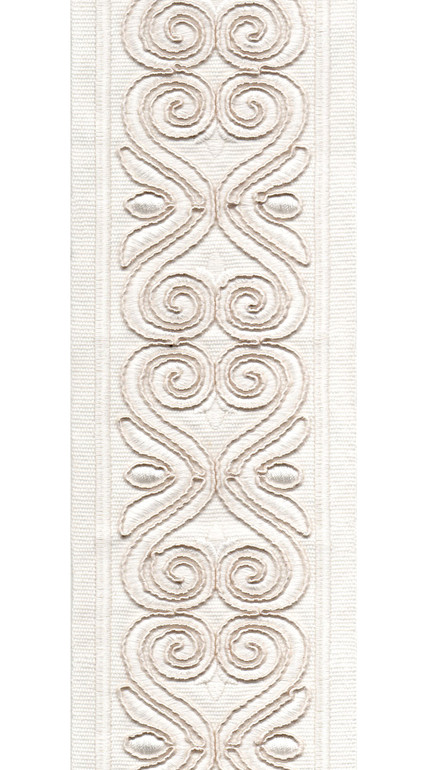 Ornate Scroll Cotton Canvas Trim | 4 Inch | Wide Embroidered Border | 7 Colours | By The Yard