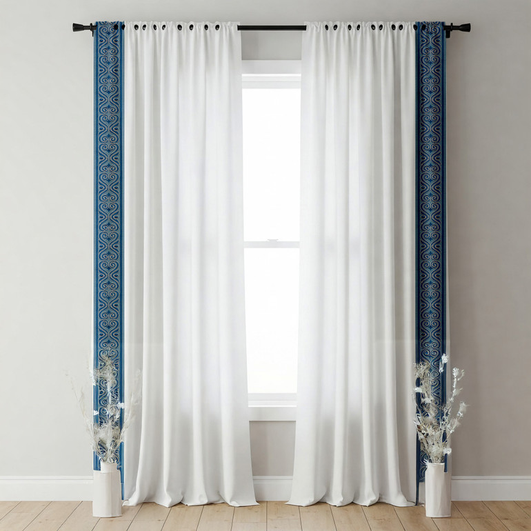 Ornate Scroll Cotton Canvas Trim | 4 Inch | Wide Embroidered Border | 7 Colours | By The Yard