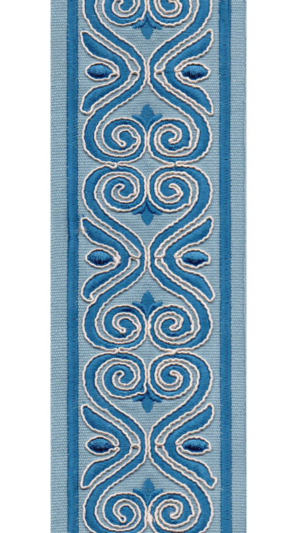 Ornate Scroll Cotton Canvas Trim | 4 Inch | Wide Embroidered Border | 7 Colours | By The Yard