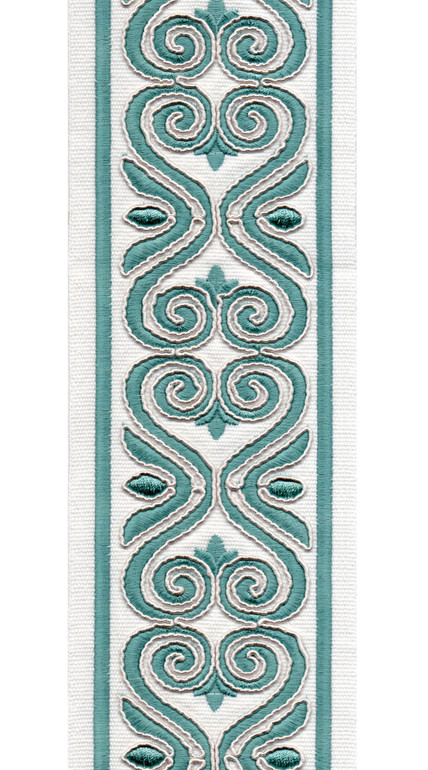Ornate Scroll Cotton Canvas Trim | 4 Inch | Wide Embroidered Border | 7 Colours | By The Yard