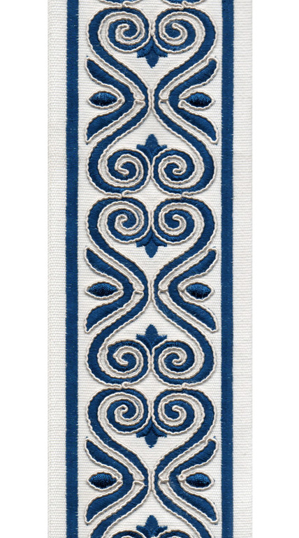 Ornate Scroll Cotton Canvas Trim | 4 Inch | Wide Embroidered Border | 7 Colours | By The Yard