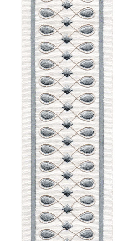 Geometric Teardrop Cotton Canvas Trim | 4 Inch | Wide Embroidered Border | 3 Colours | By The Yard