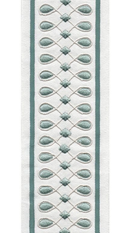 Geometric Teardrop Cotton Canvas Trim | 4 Inch | Wide Embroidered Border | 3 Colours | By The Yard
