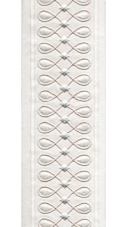Geometric Teardrop Cotton Canvas Trim | 4 Inch | Wide Embroidered Border | 3 Colours | By The Yard