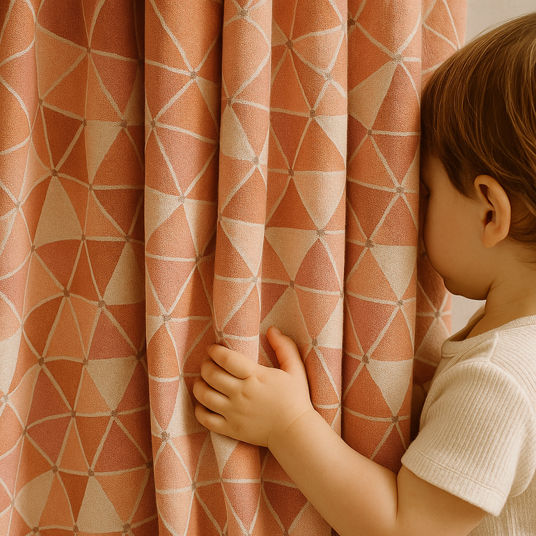 Geometric Triangle Linen Curtain – Custom Size – Blackout or Light Filtering – Soft Drapes for Rods & Tracks