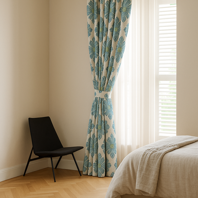 Luxury GOTS Organic Linen Damask Curtains – Custom Sizes, Blackout or Sheer