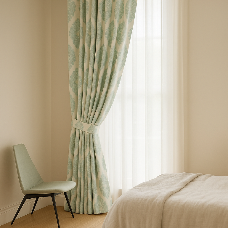 Luxury GOTS Organic Linen Damask Curtains – Custom Sizes, Blackout or Sheer