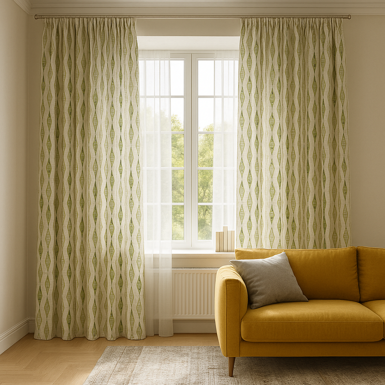 GOTS Spindle-Stripe Linen Curtains – Custom Blackout / Semi Sheer