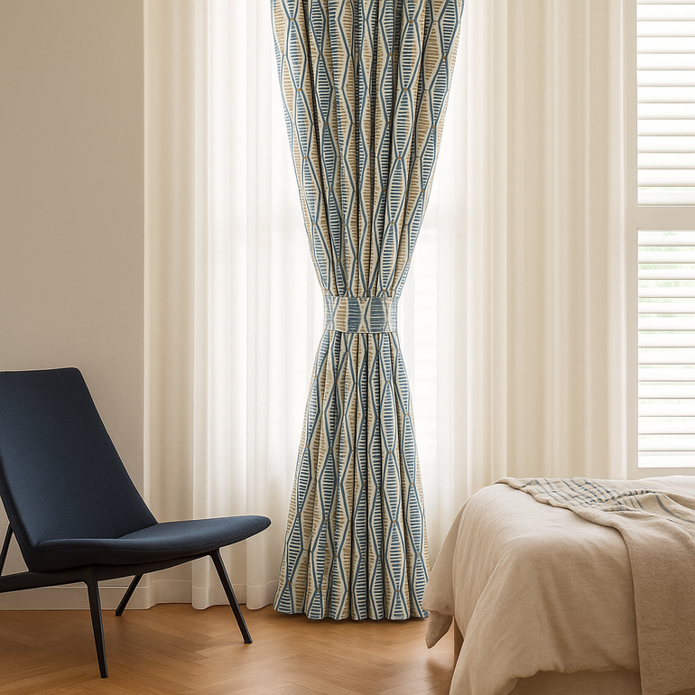 GOTS Spindle-Stripe Linen Curtains – Custom Blackout / Semi Sheer
