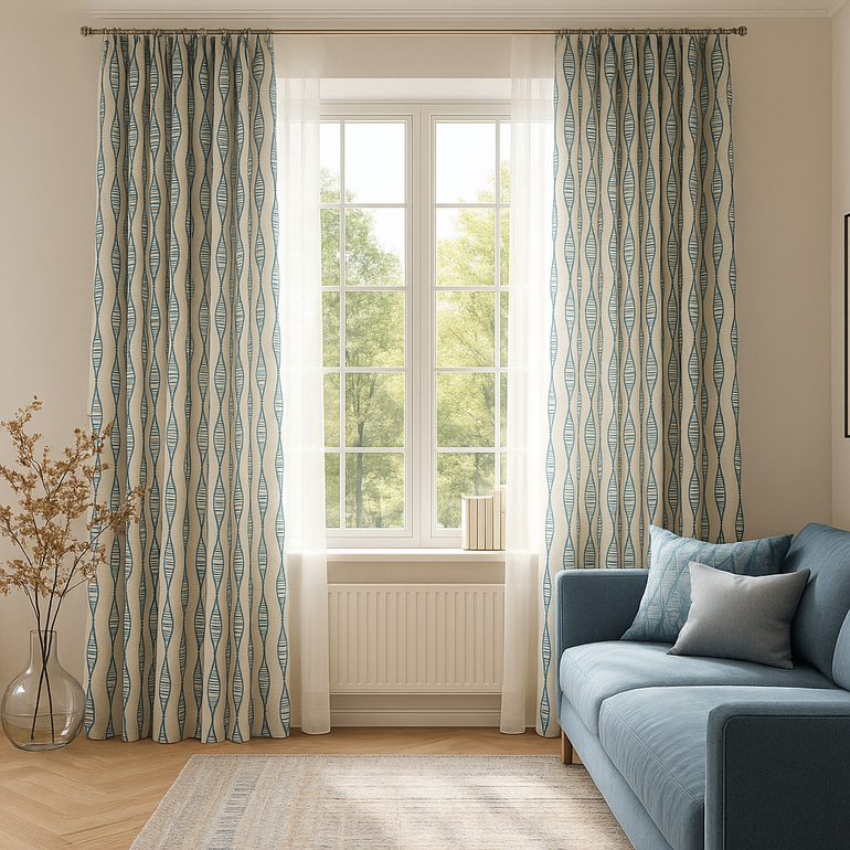 GOTS Spindle-Stripe Linen Curtains – Custom Blackout / Semi Sheer