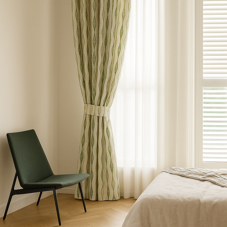 GOTS Spindle-Stripe Linen Curtains – Custom Blackout / Semi Sheer