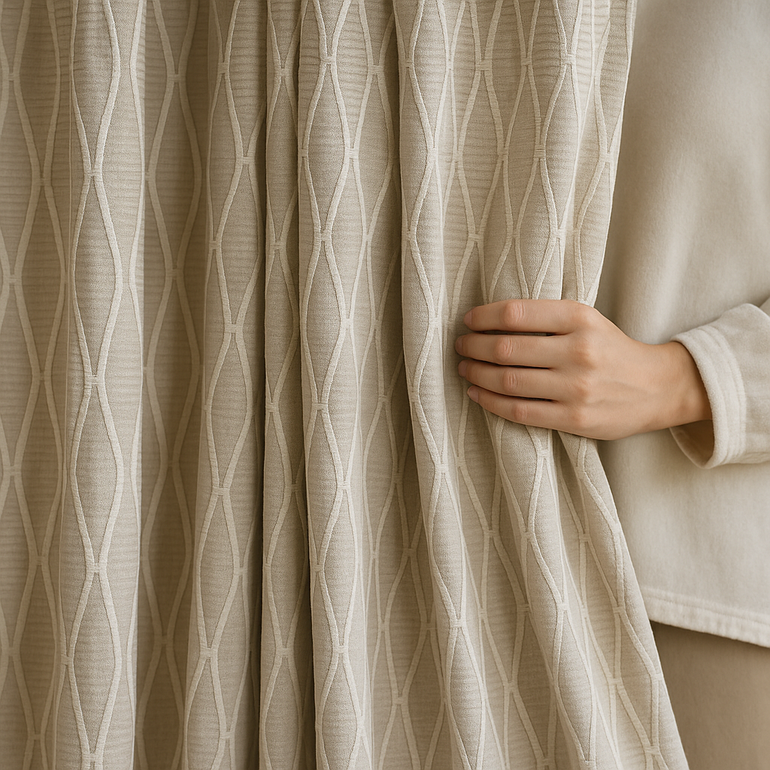 GOTS Spindle-Stripe Linen Curtains – Custom Blackout / Semi Sheer