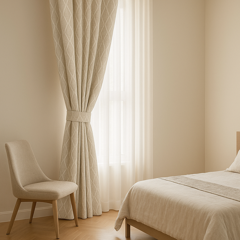 GOTS Spindle-Stripe Linen Curtains – Custom Blackout / Semi Sheer