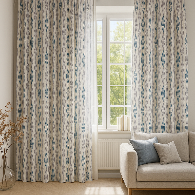 GOTS Spindle-Stripe Linen Curtains – Custom Blackout / Semi Sheer