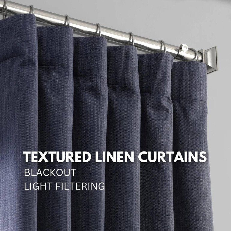 Linen Curtains Thick Weave Slub Textured Fabric With Blackout or Cotton Liner As Per Selection