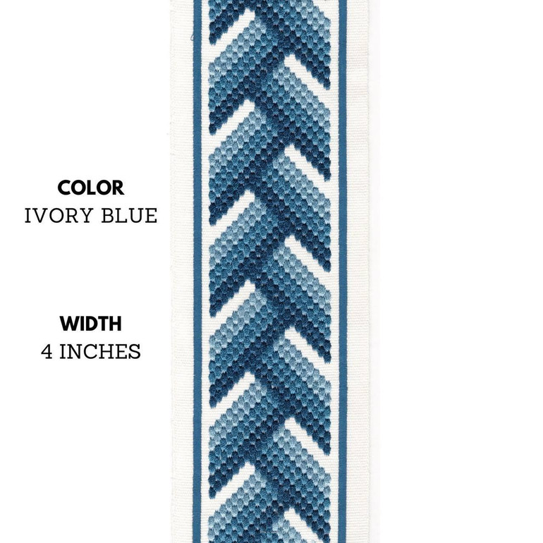 Geometric Arrow Shape Embroidered Decorative Trim Tape Border Ribbon For Sewing on Curtains Cushions and Home Textiles 4 Inches Wide Sold By the Yard/Meter