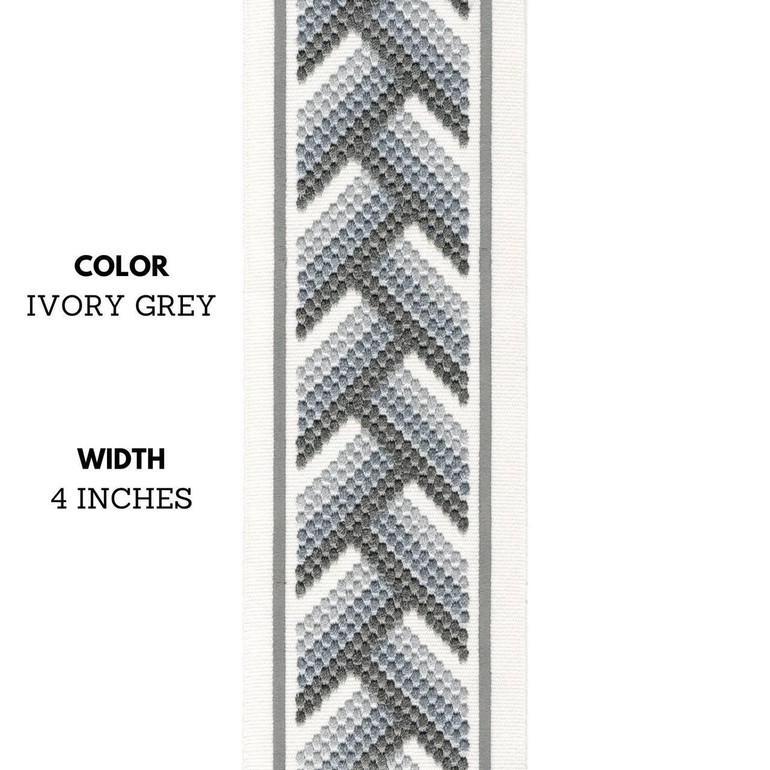 Geometric Arrow Shape Embroidered Decorative Trim Tape Border Ribbon For Sewing on Curtains Cushions and Home Textiles 4 Inches Wide Sold By the Yard/Meter