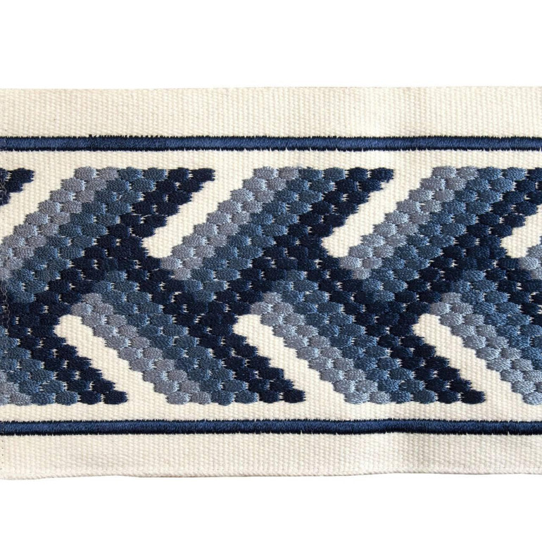 Geometric Arrow Shape Embroidered Decorative Trim Tape Border Ribbon For Sewing on Curtains Cushions and Home Textiles 4 Inches Wide Sold By the Yard/Meter