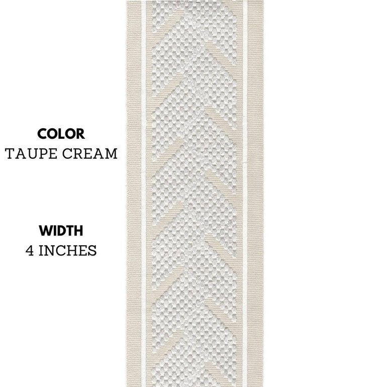 Geometric Arrow Shape Embroidered Decorative Trim Tape Border Ribbon For Sewing on Curtains Cushions and Home Textiles 4 Inches Wide Sold By the Yard/Meter