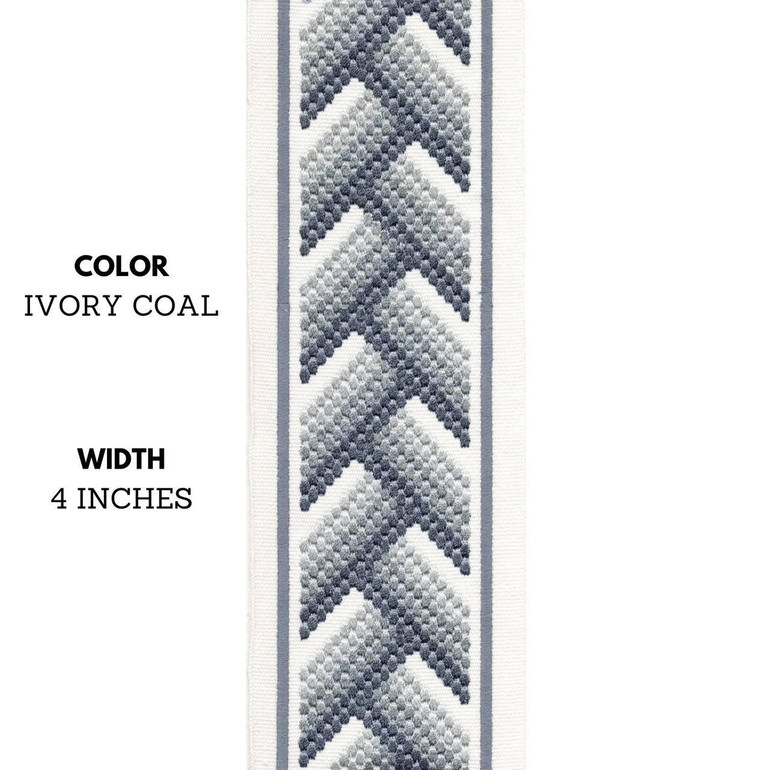 Geometric Arrow Shape Embroidered Decorative Trim Tape Border Ribbon For Sewing on Curtains Cushions and Home Textiles 4 Inches Wide Sold By the Yard/Meter