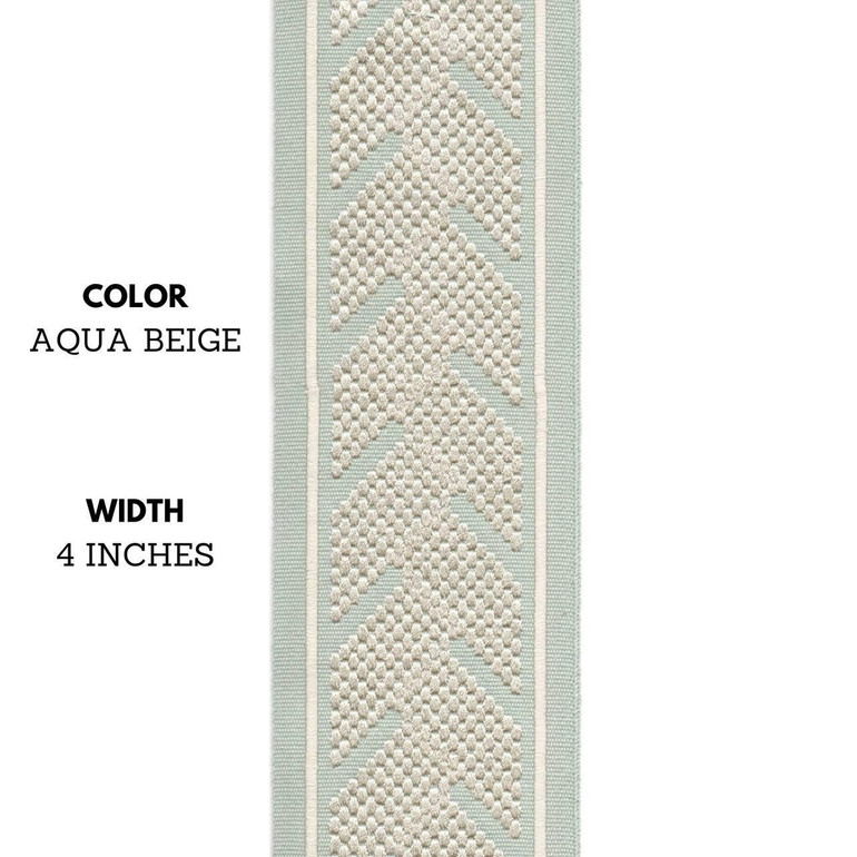 Geometric Arrow Shape Embroidered Decorative Trim Tape Border Ribbon For Sewing on Curtains Cushions and Home Textiles 4 Inches Wide Sold By the Yard/Meter