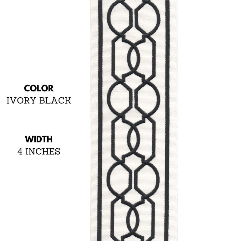 Greek Key Trim Border Tape Ribbon For Sewing on Curtains, Cushions and Home Textiles 4 Inches Wide Sold By The Yard/Meter Organic Cotton Canvas Fabric