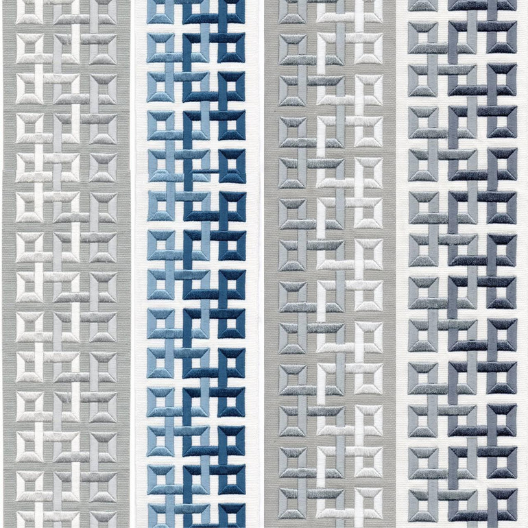 Checkered Embroidered Trim Border Tape For Decorating Curtains, Cushions, Table & Kitchen Linen and Home Textiles 4 Inches Wide Sold by the yard