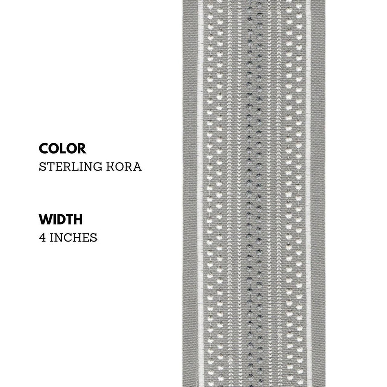 Decorative Dotted Embroidered Vertical Stripe Trim Border Tape For Curtains Cushions Home Textiles and Upholstery 4 Inches Wide Sold By The Yard/Meter