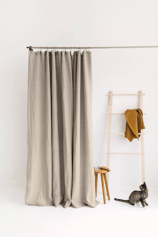 Experience Luxury with Our Organic Linen Shower Curtain - Water Repellent, Quick Drying, and Customizable Sizes for Your Perfect Bathroom Oasis!