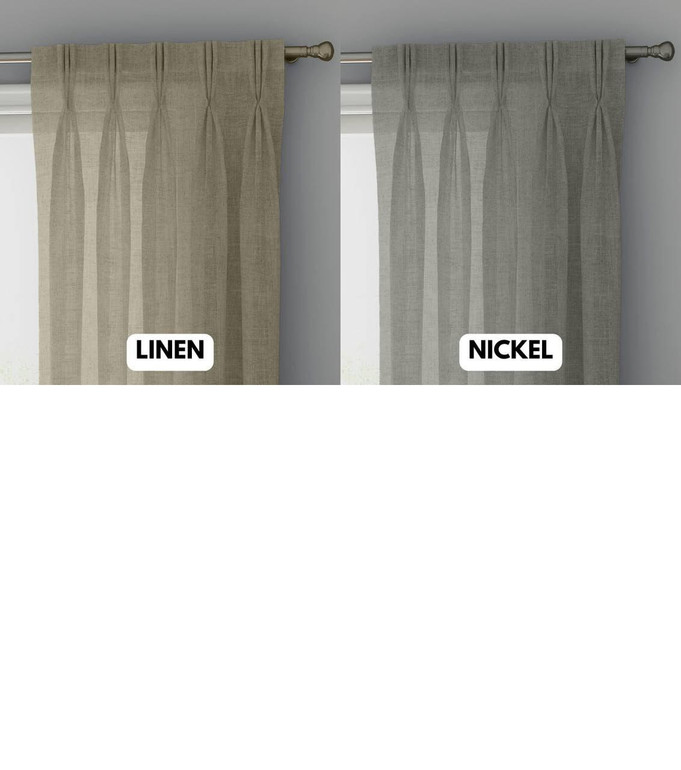 Elegant Triple Pinch Pleated Linen Sheer Curtains - Custom Sizing Available - Rod and Track Compatible - Choose Singles or Pairs in a Variety of Colors