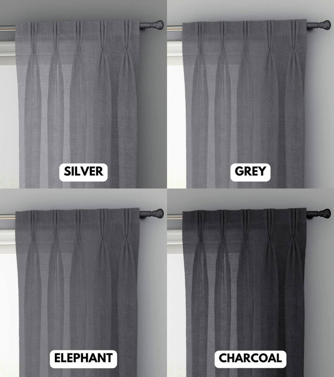 Elegant Triple Pinch Pleated Linen Sheer Curtains - Custom Sizing Available - Rod and Track Compatible - Choose Singles or Pairs in a Variety of Colors
