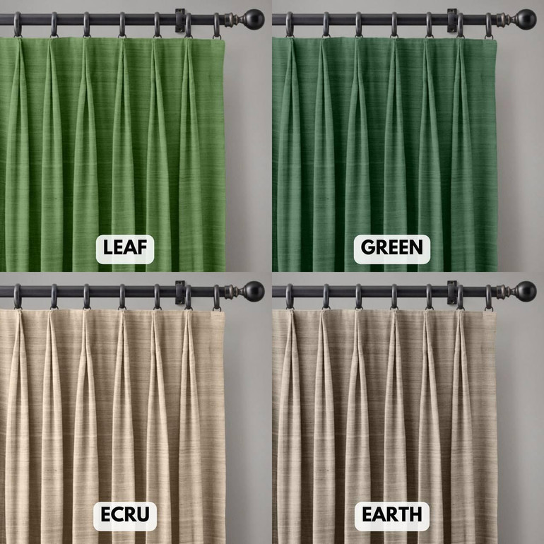 Customizable Raw Silk Two-Fold Tailored Pleat Curtains - Choose Blackout or Light Filtering. Single Curtain or Set of 2 Options. Tailor Your Size for Perfect Fit!