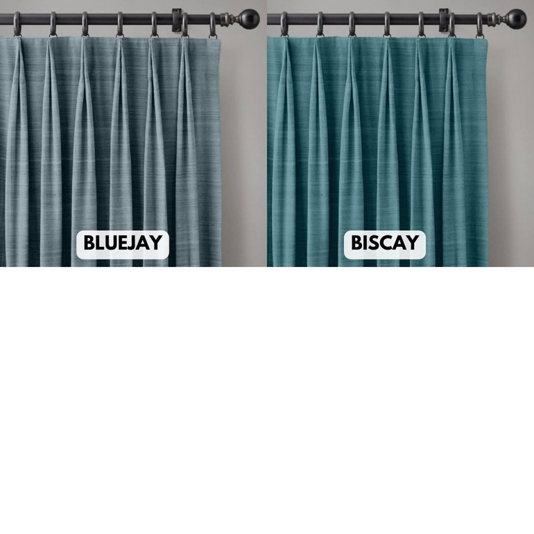 Customizable Raw Silk Two-Fold Tailored Pleat Curtains - Choose Blackout or Light Filtering. Single Curtain or Set of 2 Options. Tailor Your Size for Perfect Fit!