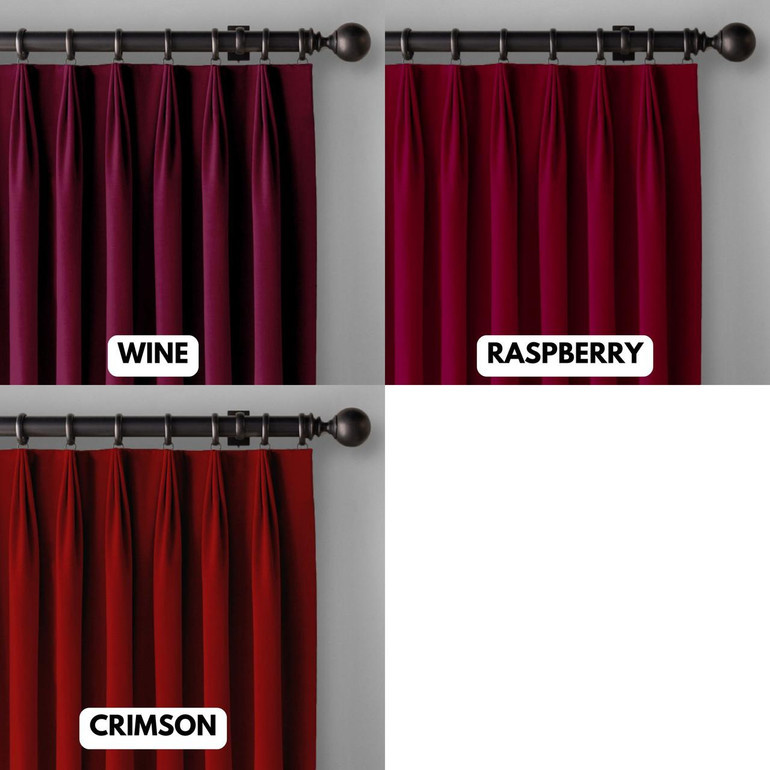 Luxury Velvet Curtains: Triple Fold Tailored Pleat Style | Light Filtering or Blackout Liner | Single or Set of 2 | Custom Sizes