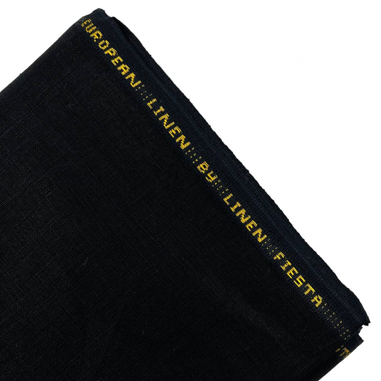 Jet Black European Flax Linen Fabric (58" Wide) Sold By The Yard