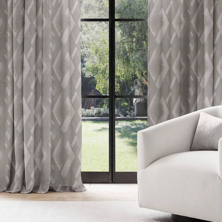 Luxury Linen Dual Pinch Pleat Curtains | Geometric Weave | Blackout, Light Filter Options