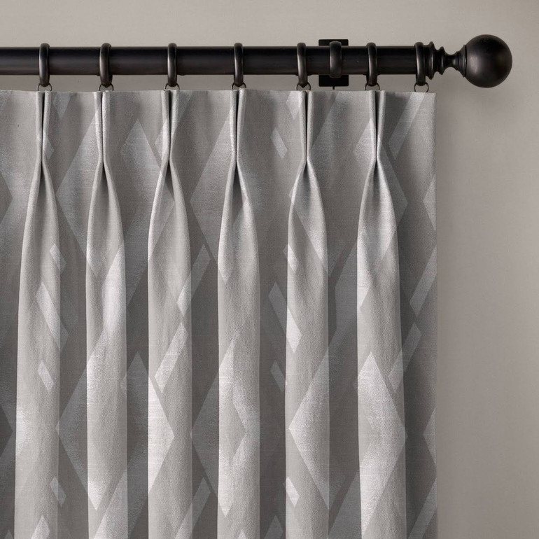 Luxury Linen Dual Pinch Pleat Curtains | Geometric Weave | Blackout, Light Filter Options