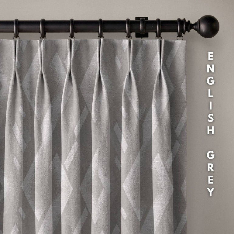 Luxury Linen Dual Pinch Pleat Curtains | Geometric Weave | Blackout, Light Filter Options