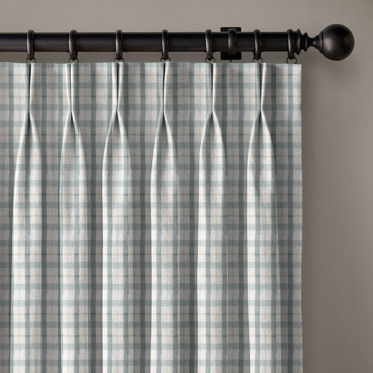 Organic Linen Pinch Pleated Farmhouse Checks Curtains With Blackout or Light Filtering Liner