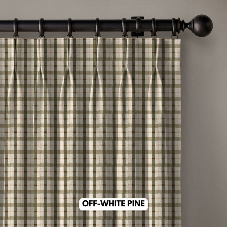 Organic Linen Pinch Pleated Farmhouse Check Curtains - Light Filtering or Blackout