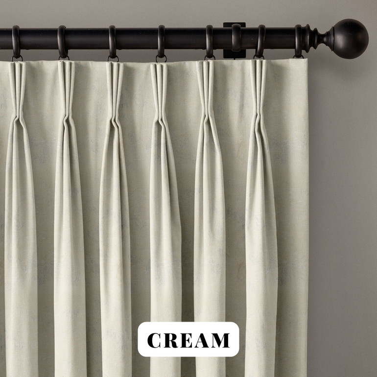 Luxury Linen Triple Pinch Pleat Curtains with Abstract Woven Texture | 6 Colors | Blackout or Light Filtering Liner | Customizable Widths and Lengths