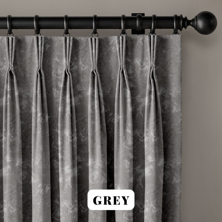 Luxury Linen Triple Pinch Pleat Curtains with Abstract Woven Texture | 6 Colors | Blackout or Light Filtering Liner | Customizable Widths and Lengths