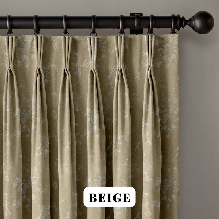 Luxury Linen Triple Pinch Pleat Curtains with Abstract Woven Texture | 6 Colors | Blackout or Light Filtering Liner | Customizable Widths and Lengths