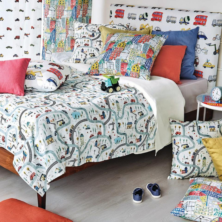 Kids' Room Curtain Fabric: Sustainable Pineapple & Floral Design