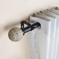 Adjustable Curtain Rod | Black | 19mm | Wicker Finials | 24-144 Inch | Includes Hardware