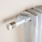 Adjustable Curtain Rod | White | 19mm | Marble & Wood Finials | 24-144 Inch | Includes Hardware