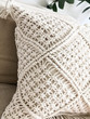 Handmade Macrame Pillow Cover Sham | 16x16 Inch | Textured Cotton with Fringes | USA